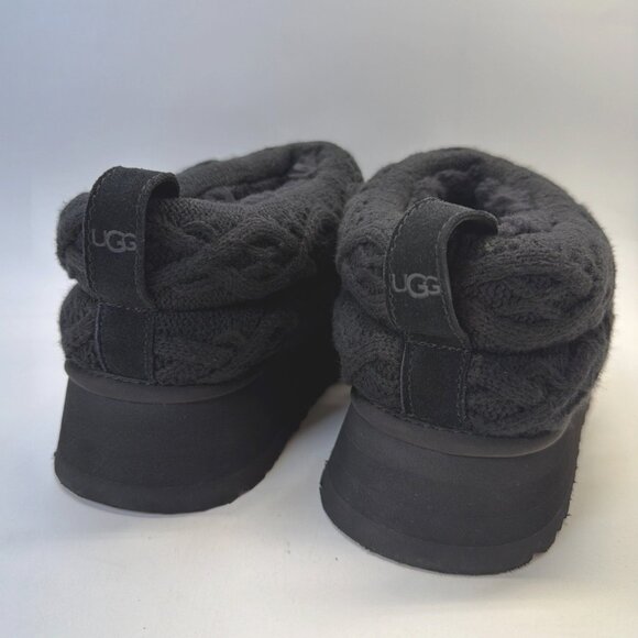 UGG Tazz Villa Knit Platform Booties Black Winter Slippers Size Women 9 - Picture 5 of 8
